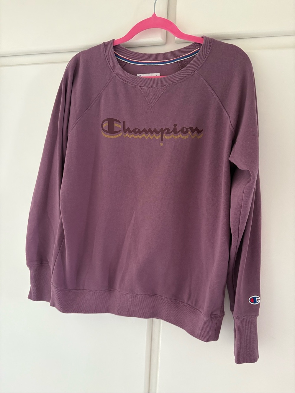 Champion Lavender Crewneck Sweatshirt with Script Logo